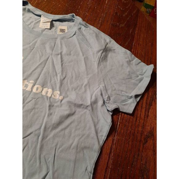 New Large Sorry.Can't.Renovations.Bye Blue White Short Sleeve Cotton Tee T-Shirt - Picture 4 of 4